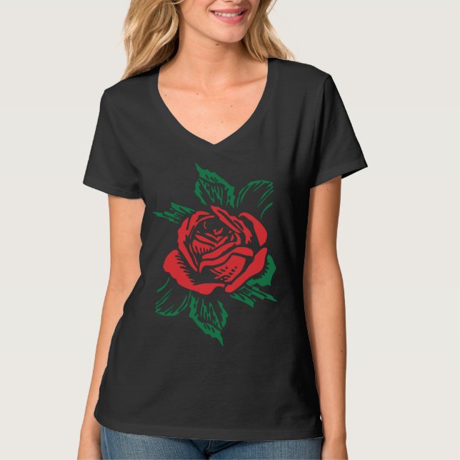 Elegant Red Rose Art T-Shirt (Front)