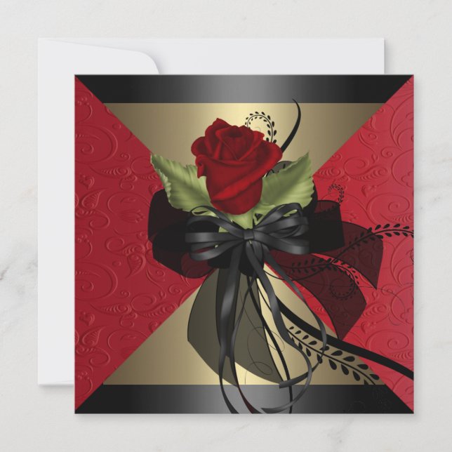 Elegant Red Rose Birthday Invitation (Front)