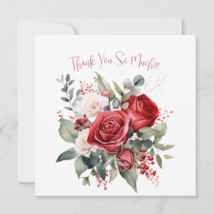 Elegant Red Rose Bouquet Thank You Card