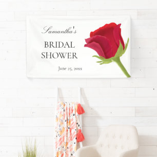 Elegant Red Rose Bridal Shower Banner