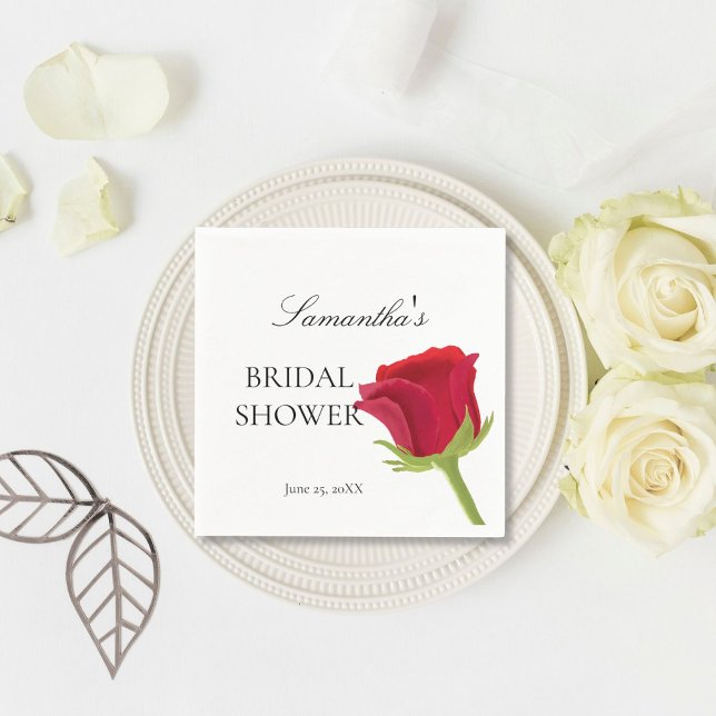 Elegant Red Rose Bridal Shower Napkin (Creator Uploaded)