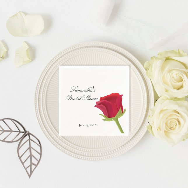 Elegant Red Rose Bridal Shower Napkin (Creator Uploaded)