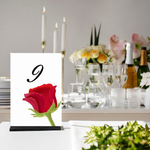 Elegant Red Rose Bridal Shower Table Number