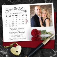 Elegant Red Rose Calendar & Photo Wedding