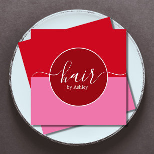 Elegant Red Rose Circle Hairdresser Square Business Card