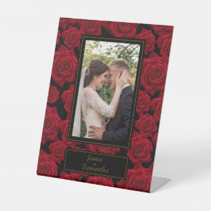 Elegant Red Rose – Custom Photo Pedestal Sign