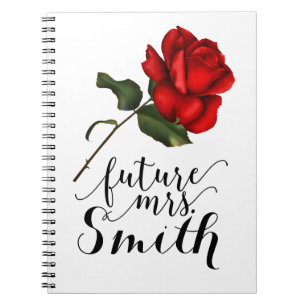 Elegant Red Rose Elegant Glam Floral Future Mrs. Spiral Notebook