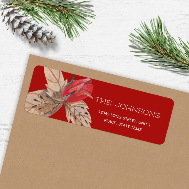 Elegant red rose Floral Christmas (Elegant red rose Floral Christmas Label)