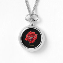 Elegant Red Rose Floral Design Custom Name Stylish