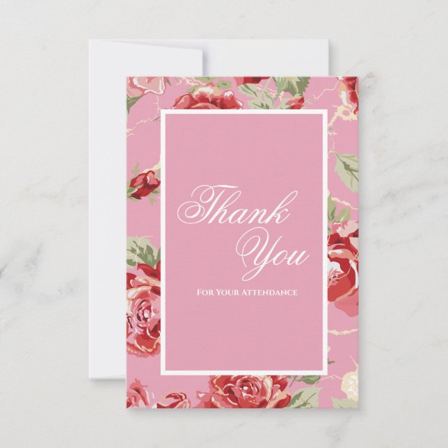 Elegant Red rose floral  Thank You Card (Front)