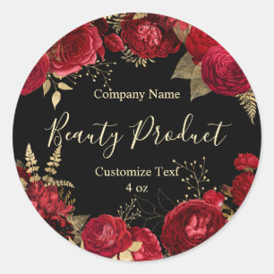 Elegant Red Rose Floral Theme Beauty Cosmetic Spa Classic Round Sticker