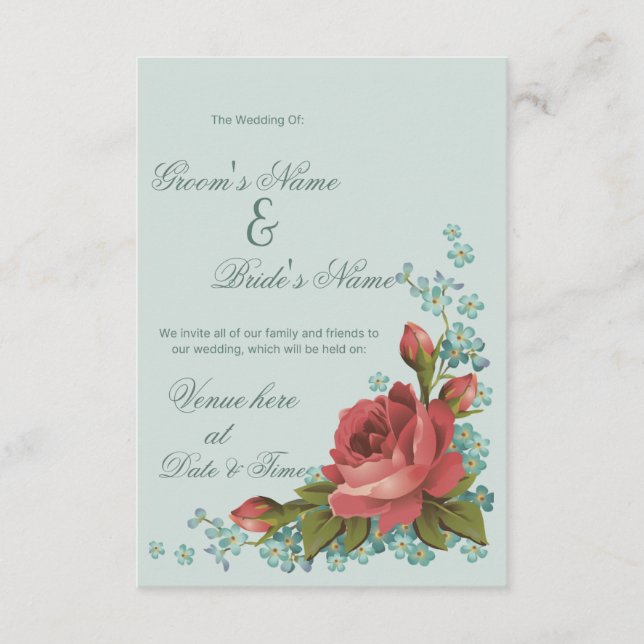 Elegant Red Rose & Floral Wedding Invitation (Front)