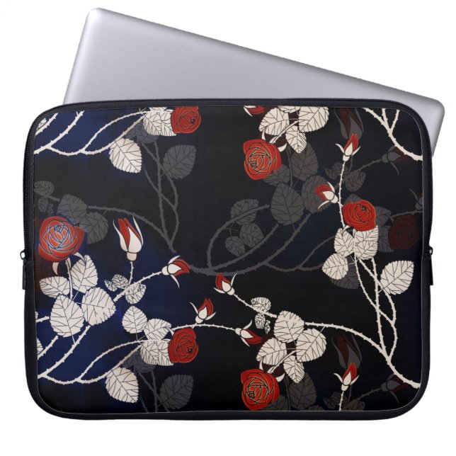 Elegant Red Rose Flower Laptop Sleeve (Front)