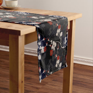 Elegant Red Rose Flower Short Table Runner