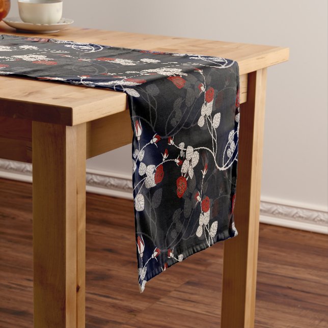 Elegant Red Rose Flower Short Table Runner (In Situ)