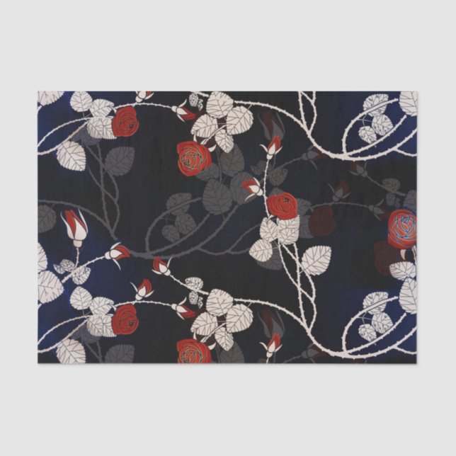 Elegant Red Rose Flower Tissue Paper (Front)