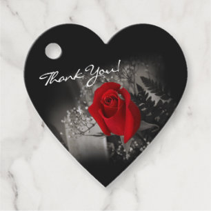 Elegant Red Rose Monochrome Baby's Breath Favour Tags