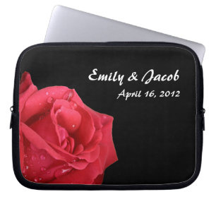 Elegant Red Rose Personalised Laptop Bag