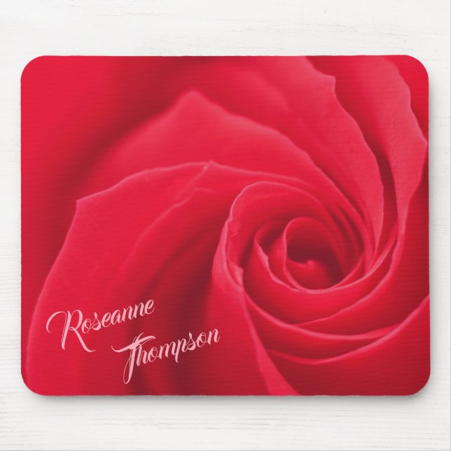 Elegant Red Rose Personalised Mouse Pad (Front)
