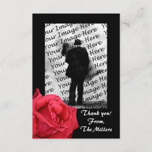 Elegant Red Rose Photo Thank You Notes Invitation