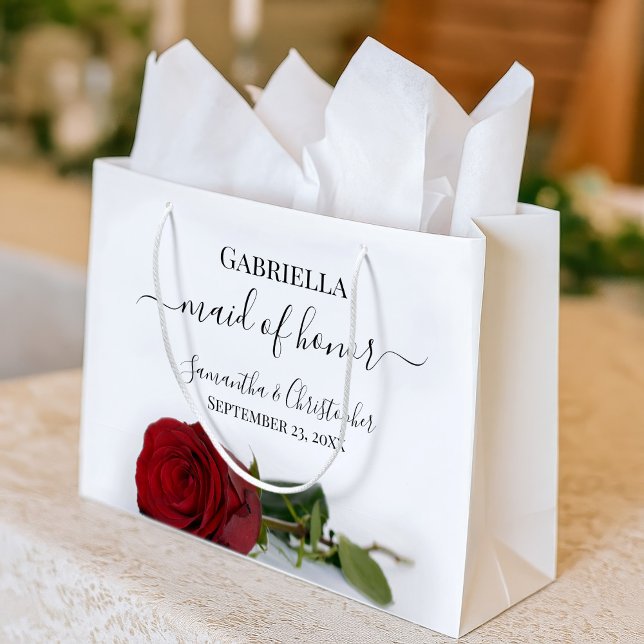 Elegant Red Rose Posh & Glam Maid of Honour Weddin Large Gift Bag (Creator Uploaded)