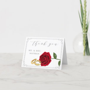 Elegant Red Rose Rings Wedding Thank You