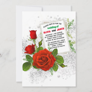 Elegant Red Rose Romantic Floral Wedding Invitation