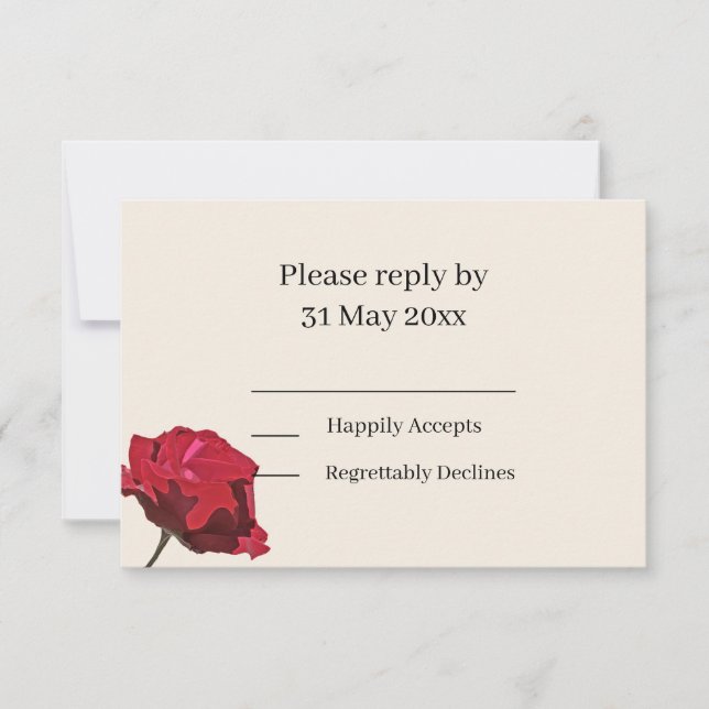 Elegant Red Rose  RSVP insert (Front)