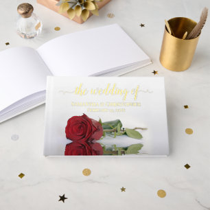Elegant Red Rose Small Wedding Foil Guest Book
