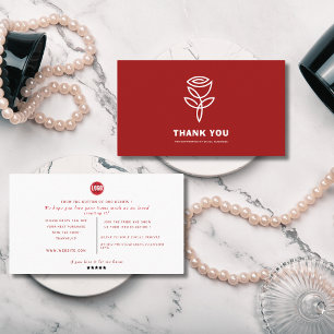 Elegant Red Rose Thank You Business Card