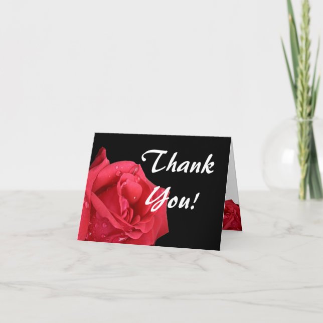 Elegant Red Rose Thank You Cards (Front)