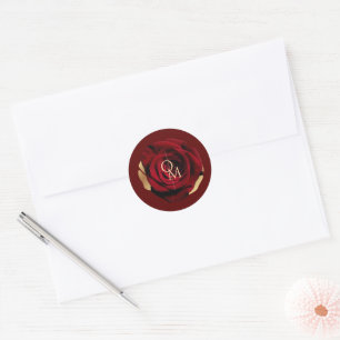Elegant Red Rose Wedding Classic Round Sticker