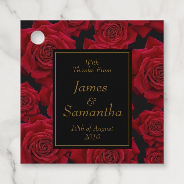 Elegant Red Rose - Wedding Favour Tags (Front)
