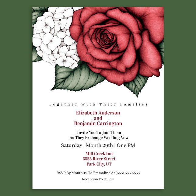 Elegant Red Rose Wedding Invitation (Creator Uploaded)