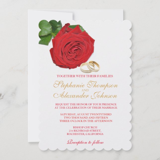Elegant Red Rose Wedding Invitation (Front)