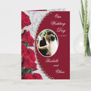 Elegant Red Rose Wedding Invitation Photo Card