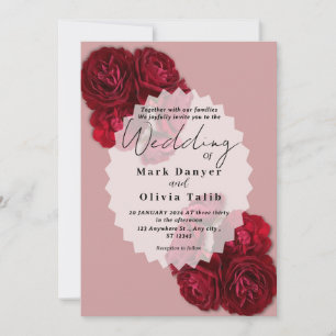 Elegant Red Rose Wedding Invitation – Romantic