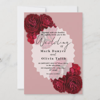 Elegant Red Rose Wedding Invitation – Romantic 