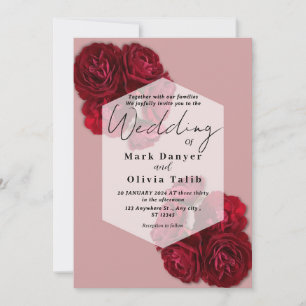 Elegant Red Rose Wedding Invitation – Romantic