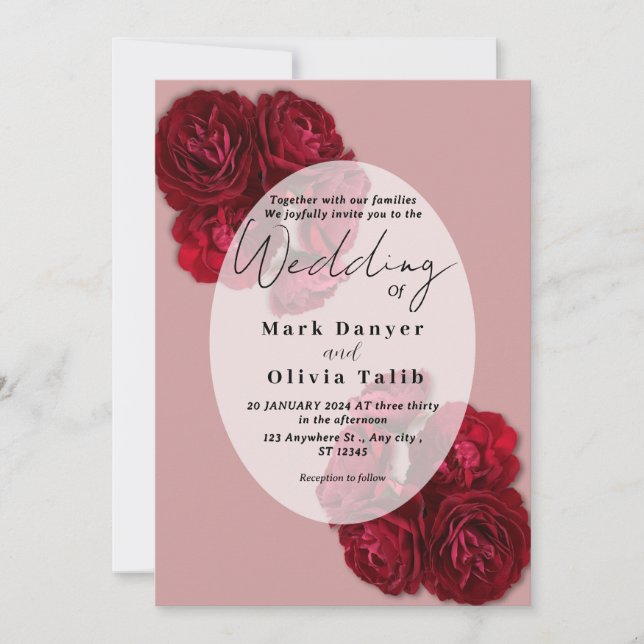 Elegant Red Rose Wedding Invitation – Romantic  (Front)