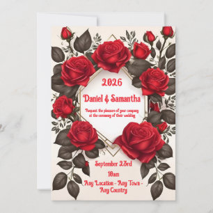 Elegant Red Rose Wedding Invitation Template