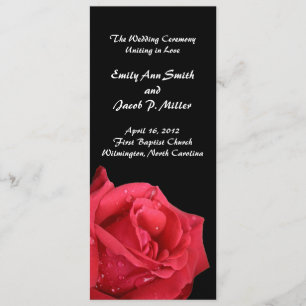 Elegant Red Rose Wedding Programs Programme