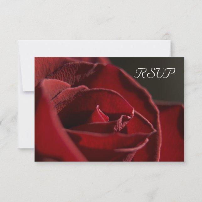 Elegant Red Rose Wedding RSVP Response Card (Front)