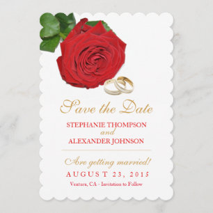 Elegant Red Rose Wedding Save the Date Card