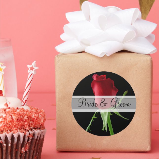 Elegant Red Rose Wedding Stickers (Party)