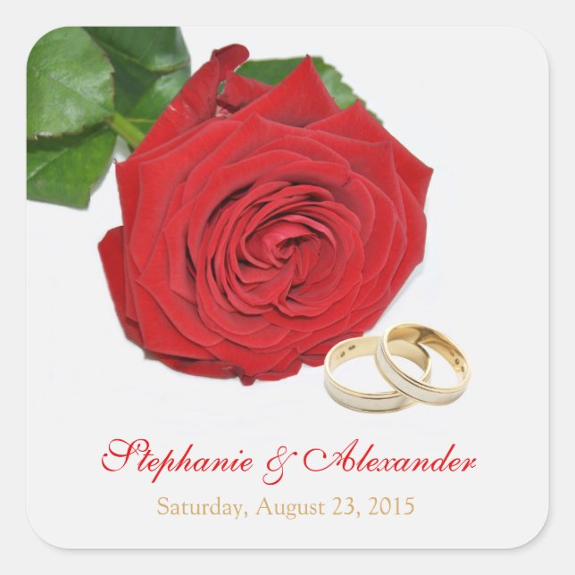 Elegant Red Rose Wedding Stickers (Front)