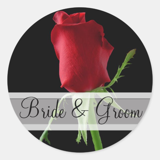 Elegant Red Rose Wedding Stickers (Front)