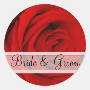 Elegant Red Rose Wedding Stickers