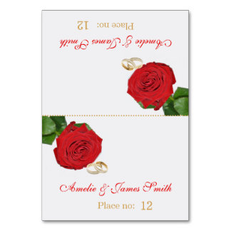 Elegant Red Rose Wedding Table Cards Seating