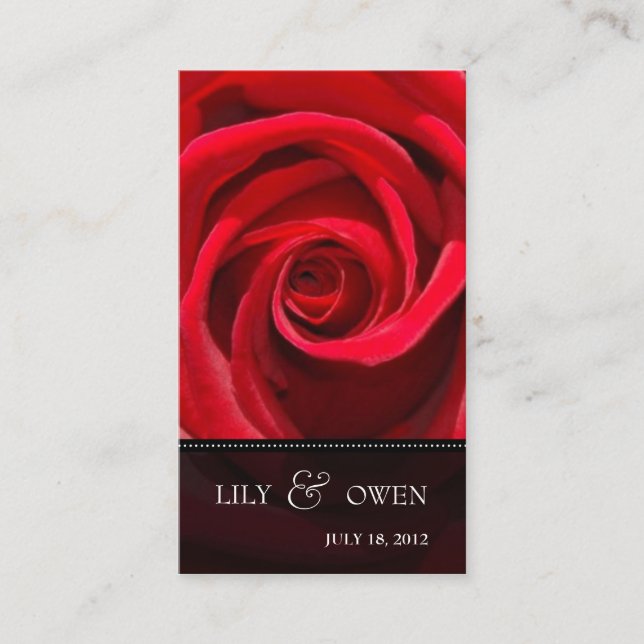 elegant red rose wedding website enclosure card (Front)
